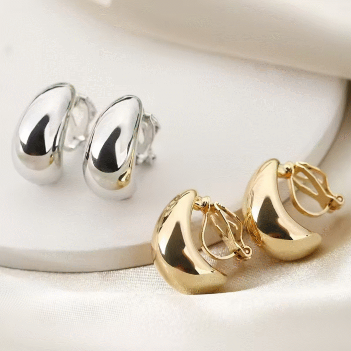 Teardrop Clip On Earrings Gold 1