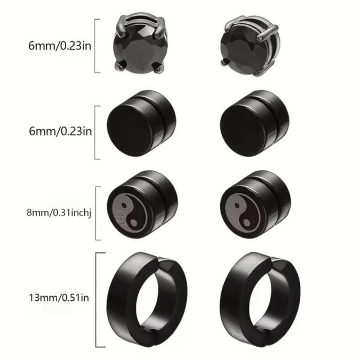 magnetic earrings 4 pairs black magnetic earrings 4 pairs black